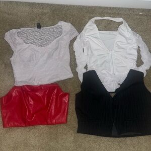 Amazon White Ruched Bustier Crop Top